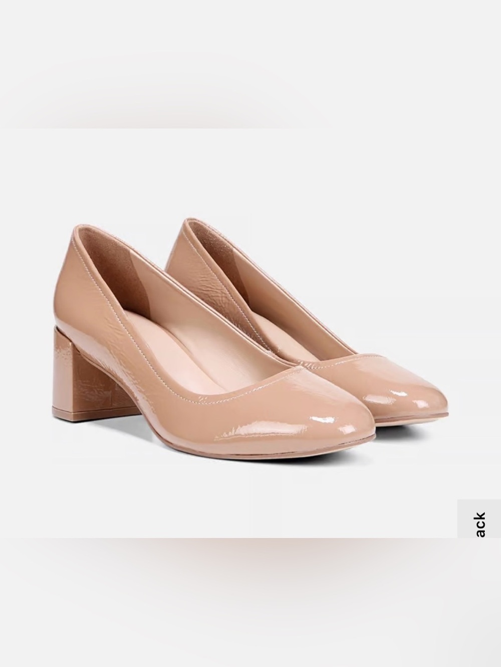 27 EDIT Nude Patent Low Block Heel Pumps